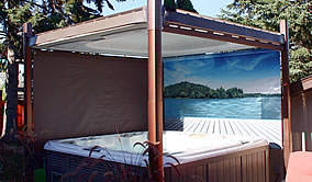 Covana automated hot tub cover with island print Covana automated hot tub cover with island print