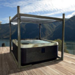 Covana Evolution hot tub cover with mural zen screen